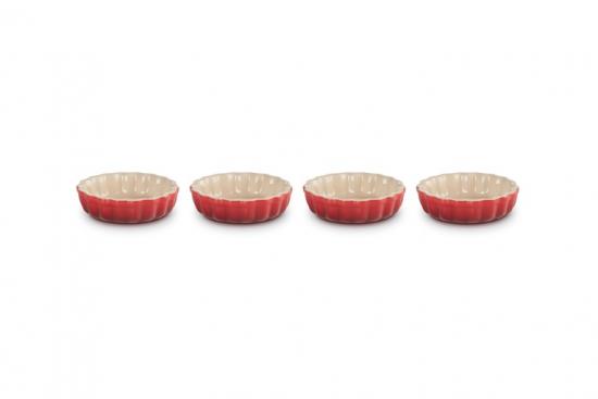 Le Creuset 4er-Set Tartefrmchen aus Steinzeug | Farbe: Kirschrot